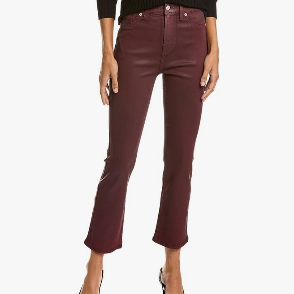 7 For All Mankind Women's High-Waist Slim Kick Jeans Coated Ruby Rust 32 $248